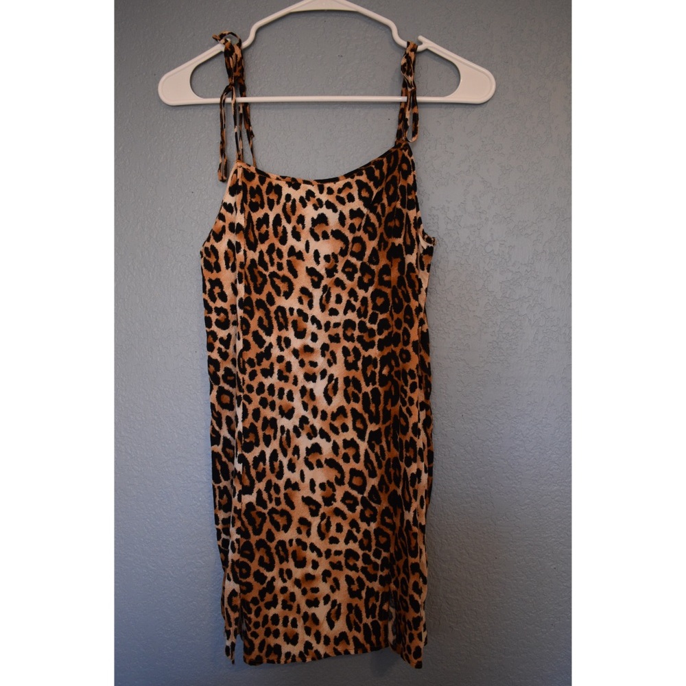 Cheetah/Leopard Mini Slip Dress with Tie Straps